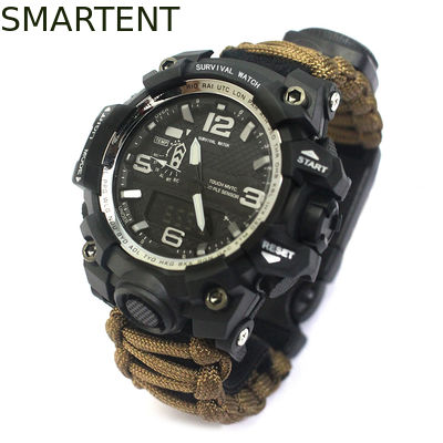 Besorgen Brown-Not-Überlebens-Armband-Uhr im Freien Nylon-Paracord-Manschette Online-Herstellung