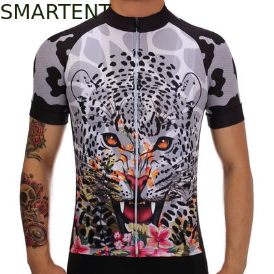 Besorgen Leopard Design Polyester Dryfit Anzug Fahrradtrikot T-Shirt Fahrradzubehör Online-Herstellung
