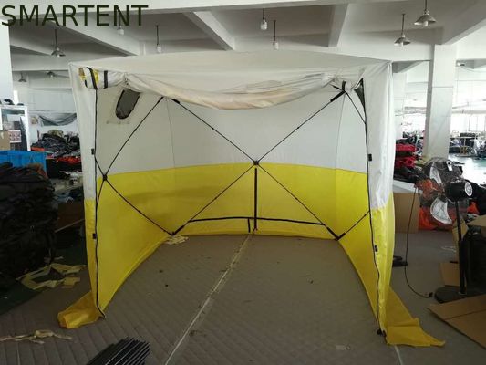 Besorgen 235*235*200MM Außenfischerei-Zufluchtschiff mit PU-Beschichtung 200D-Polyester Oxford-Glasfaser-Doppelfarb-Campingzelt Online-Herstellung