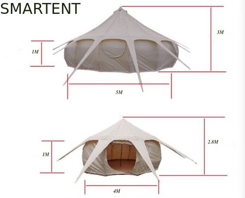 Besorgen 300*300*200CM 5M 280GSM Beige wasserdicht beschichtet Baumwolle Lotus Design Glamping Outdoor Camping Tent Online-Herstellung