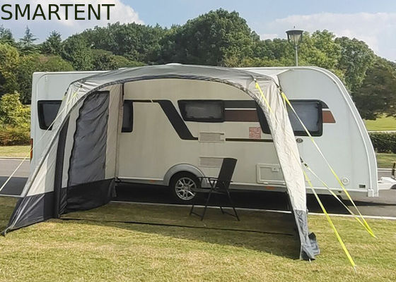 Besorgen 350X250X240CM Maßgeschneiderte aufblasbare graue wasserdichte Seitenmarkise aus PU3000MM 300D Polyester Oxford für den Außenbereich für Wohnmobile Online-Herstellung