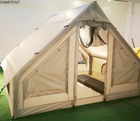Außen 300X200X200CM Leinwand aufblasbares Campingzelt Haus Doppelschicht Beige Baumwolle fournisseur