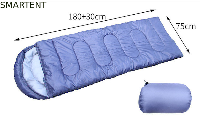 Maßgeschneiderte 210*75cm Blaue wasserdichte 190T Polyester Outdoor-Bergschlafsäcke für kaltes Wetter fournisseur