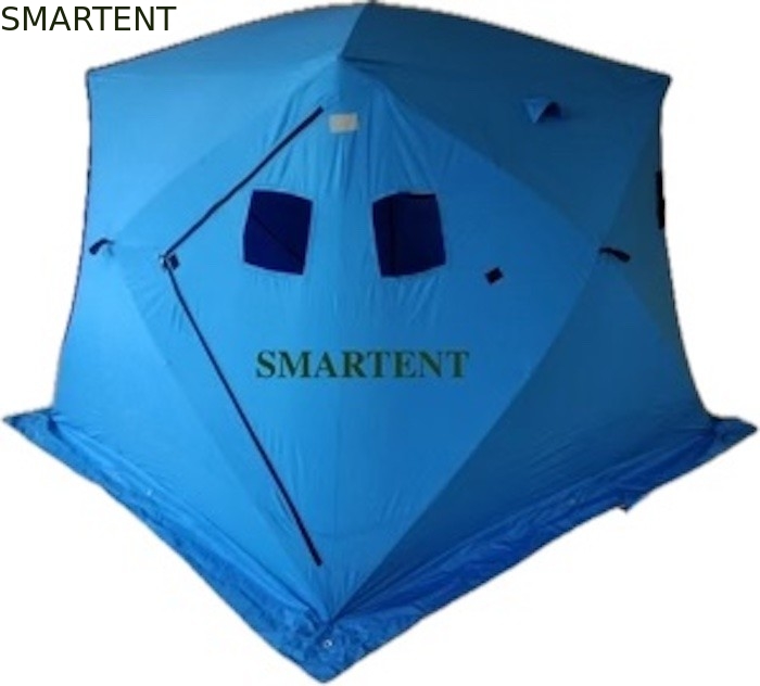 147*147*165CM Blaues Festfest Fischen Pop Up Arbeitszelt Beschichtet mit Polyester 300D Oxford Glasfaser Stange Für Outdoor-Camping fournisseur