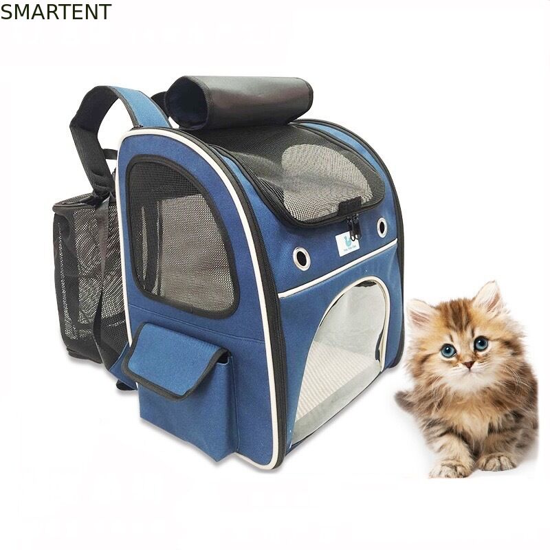 Washable Blue Polyester Oxford Expandable Pet Rucksack Travel Bag Durable Non Toxic Ideal For Indoor Outdoor Pet Owners Needing Safe And Easy To Clean Travel Gear fournisseur