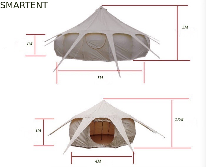 300*300*200CM 5M 280GSM Beige wasserdicht beschichtet Baumwolle Lotus Design Glamping Outdoor Camping Tent fournisseur